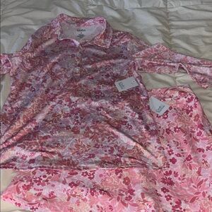 croft & barrow Pink Floral Polo and Skirt Set